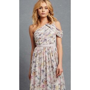 Donna Morgan Chloe Floral Drape Shoulder Gown, NWT, size 0